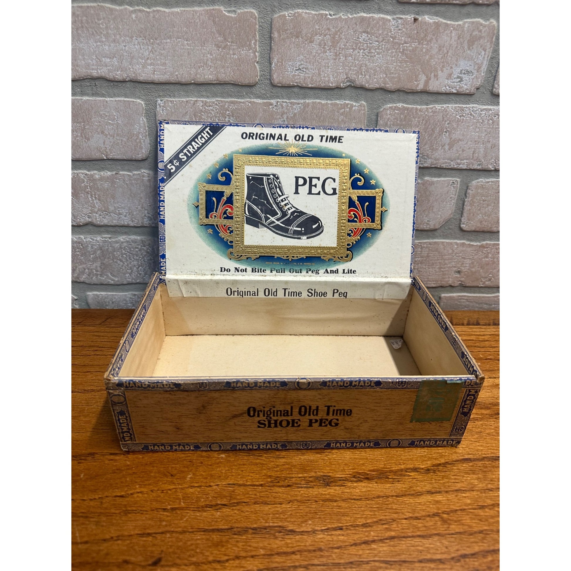 Vintage Old Time Shoe Peg Cigar Wooden Box Advertising Display PA Pennsylvania