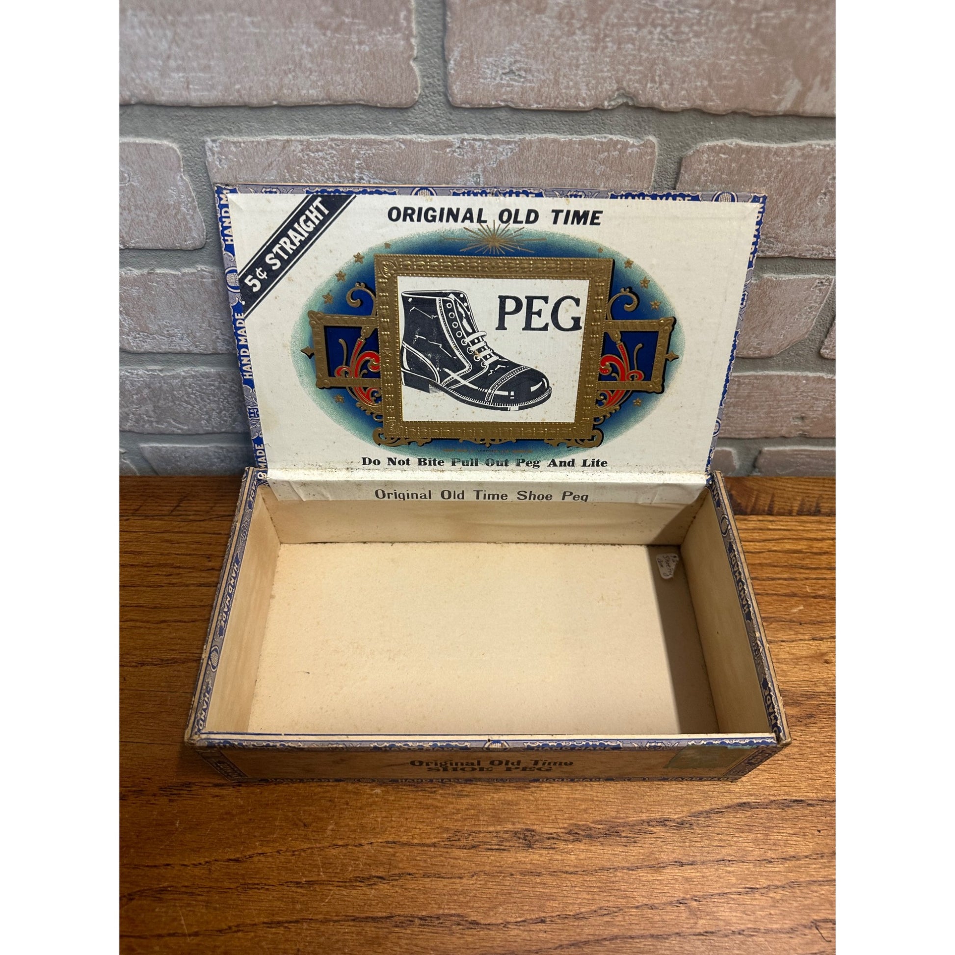 Vintage Old Time Shoe Peg Cigar Wooden Box Advertising Display PA Pennsylvania