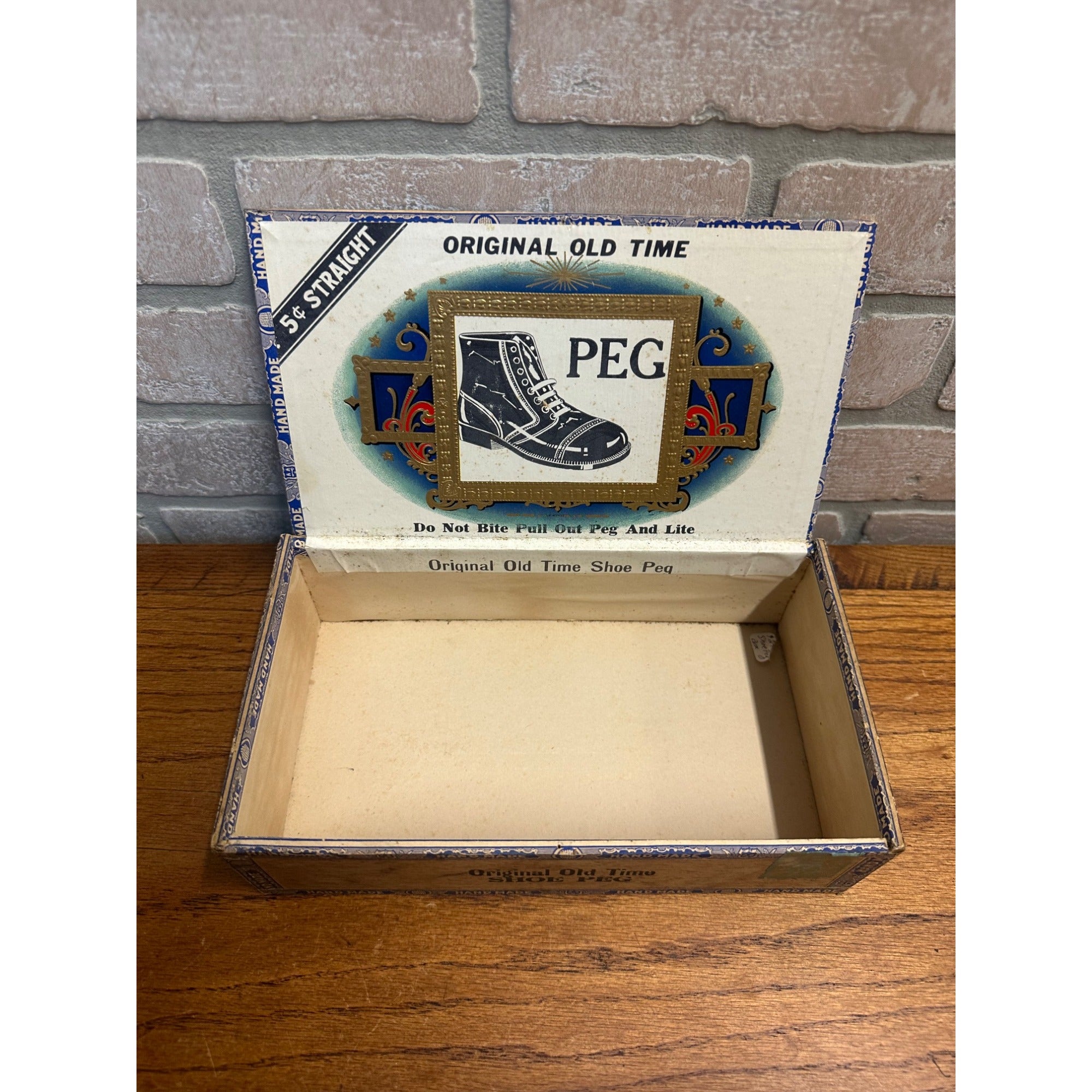 Vintage Old Time Shoe Peg Cigar Wooden Box Advertising Display PA Pennsylvania