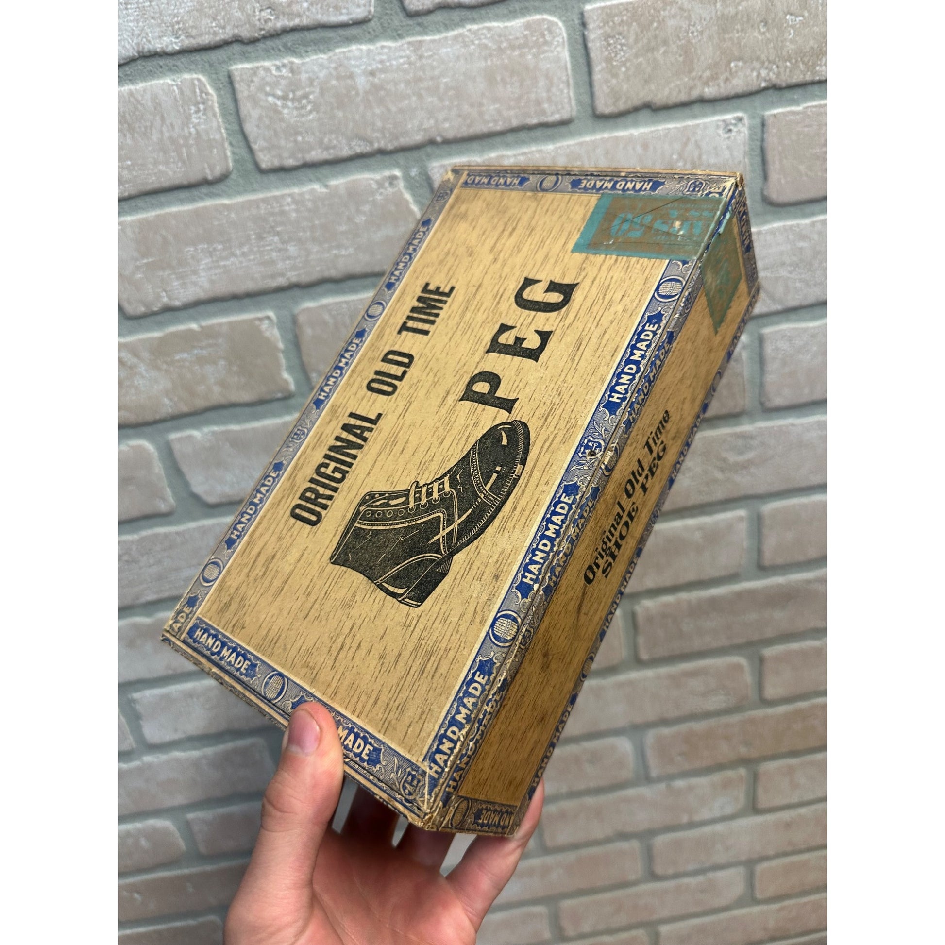 Vintage Old Time Shoe Peg Cigar Wooden Box Advertising Display PA Pennsylvania