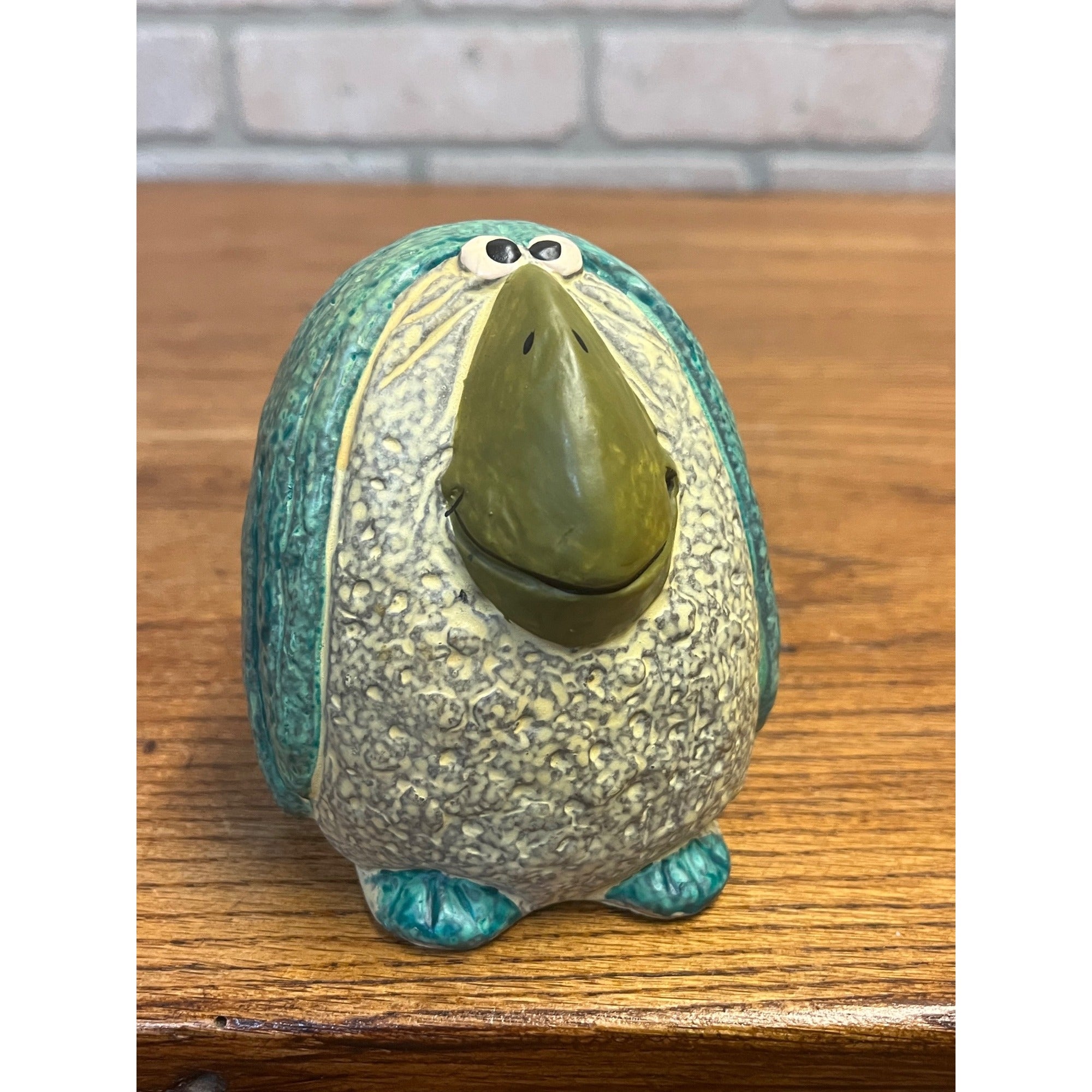 Vintage Hand-Painted Ceramic Bird Bank Circa 1965 Humorous, Tiny Eyes