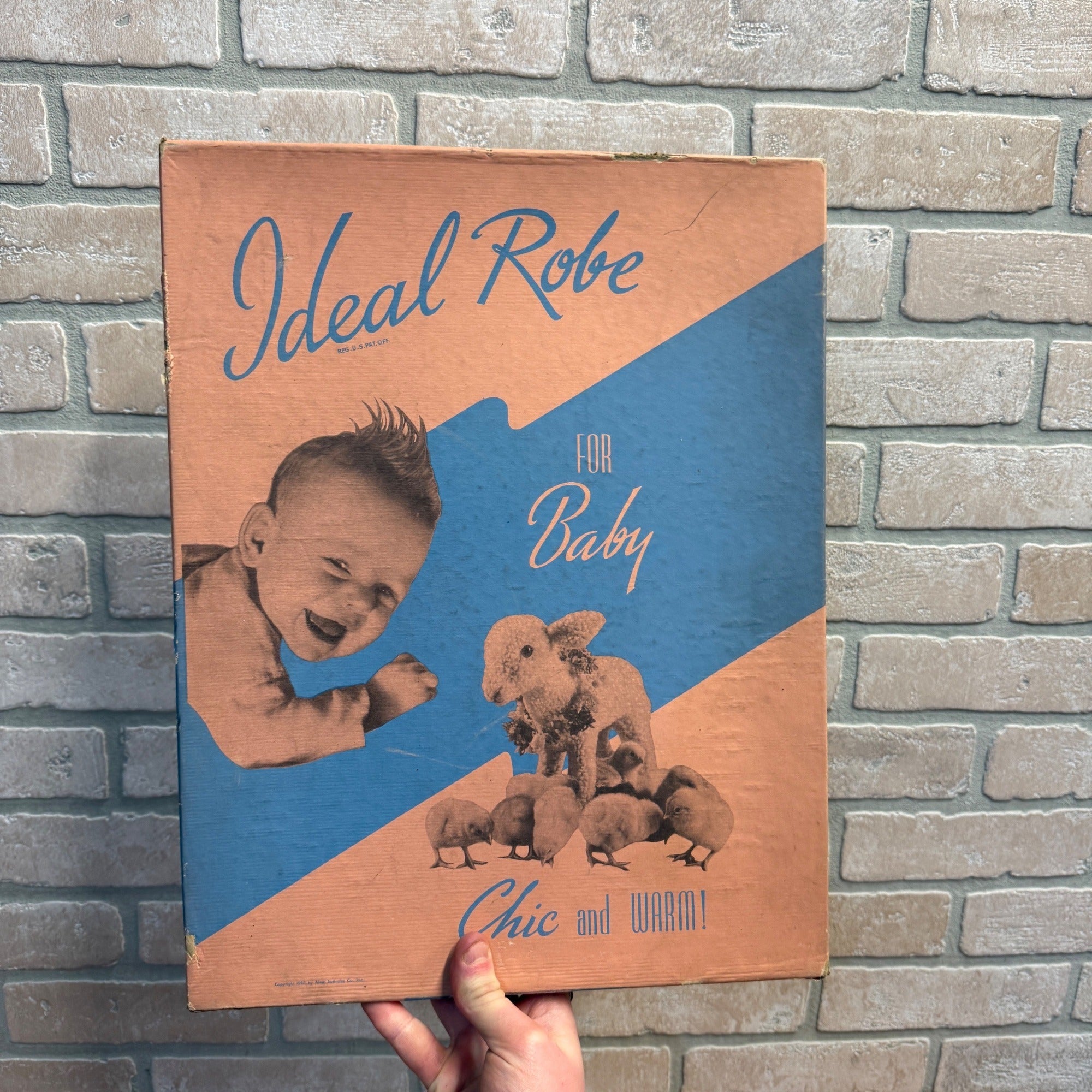 Vintage 1940 Ideal Bathrobe Co. Baby's Robe Pink Blue Box Advertising w/ Blanket