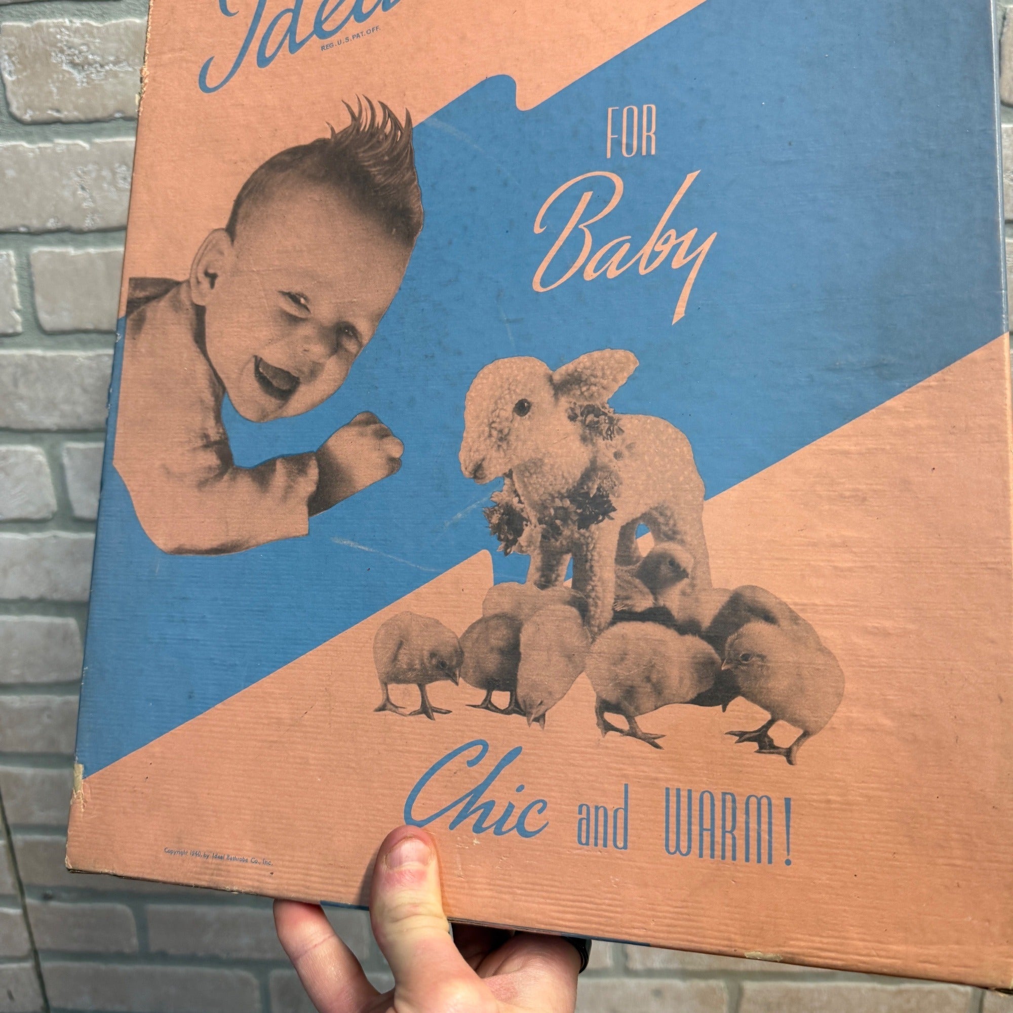 Vintage 1940 Ideal Bathrobe Co. Baby's Robe Pink Blue Box Advertising w/ Blanket