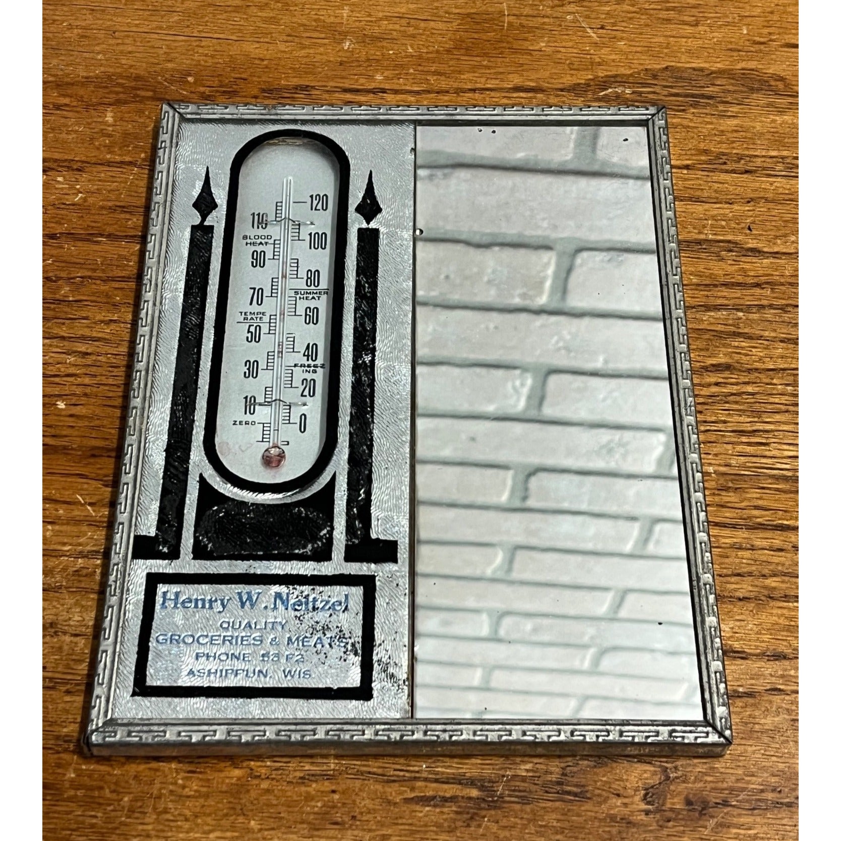 Vintage Neitzel Grocery & Meats Store Advertising Sign Thermometer Ashippun Wis