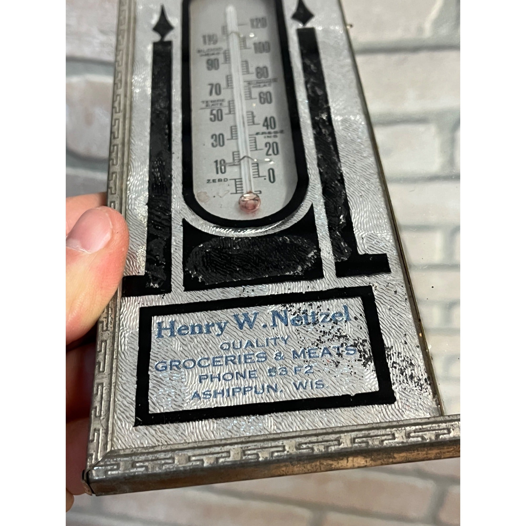 Vintage Neitzel Grocery & Meats Store Advertising Sign Thermometer Ashippun Wis