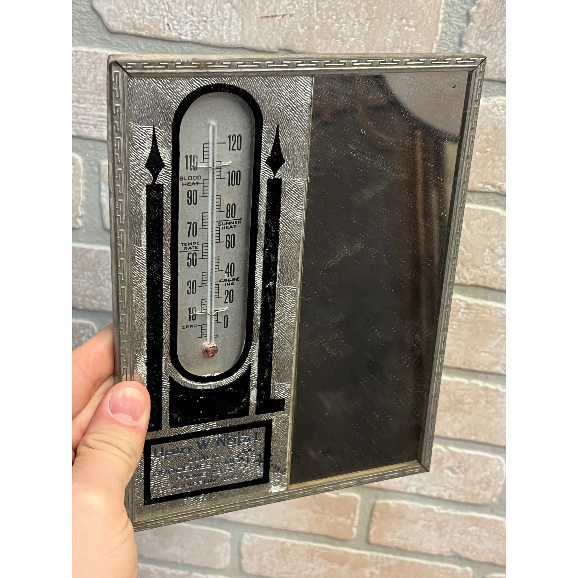 Vintage Neitzel Grocery & Meats Store Advertising Sign Thermometer Ashippun Wis