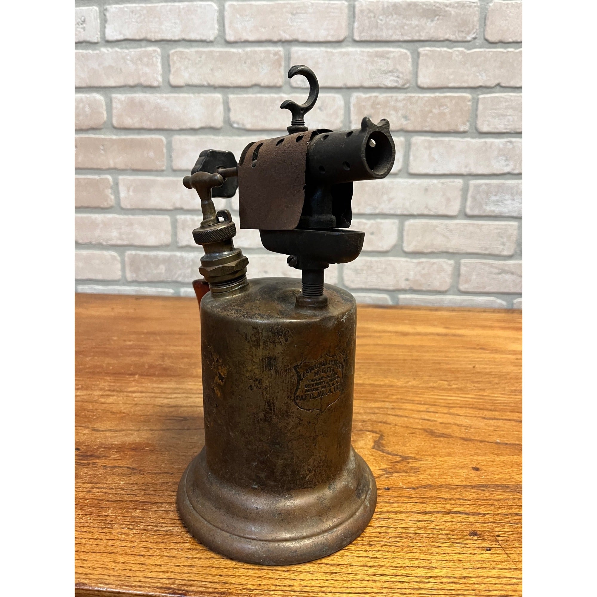 Antique Vintage Brass Gasoline Gas Blow Torch Tool Clayton & Lambert Patent 1921