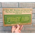 Original Vintage 1930s Drink First Aid Soda Juice Store Advertising Sign