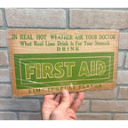 Original Vintage 1930s Drink First Aid Soda Juice Store Advertising Sign