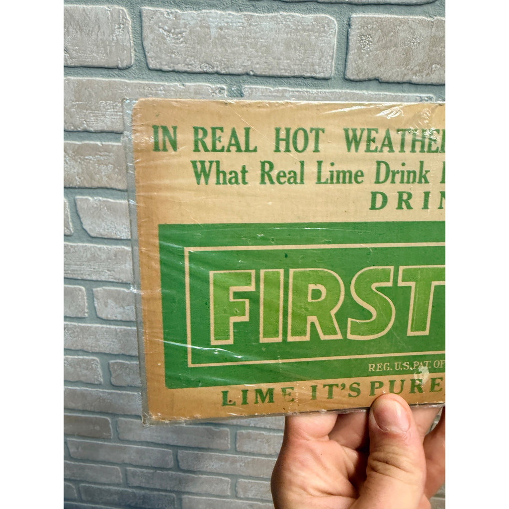 Original Vintage 1930s Drink First Aid Soda Juice Store Advertising Sign