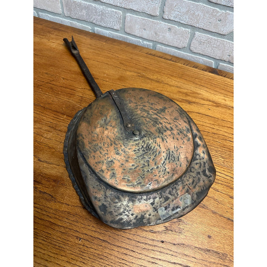 Antique Primitive 19th C. Hammered Copper & Forged Iron Coal Scoop Shovel Tool