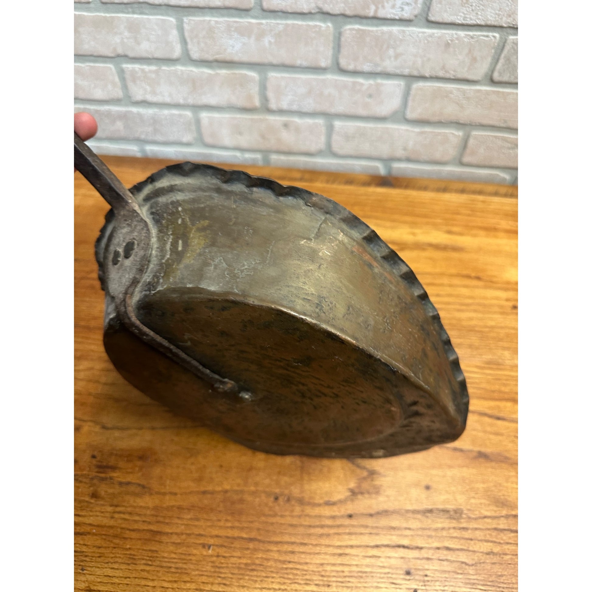 Antique Primitive 19th C. Hammered Copper & Forged Iron Coal Scoop Shovel Tool