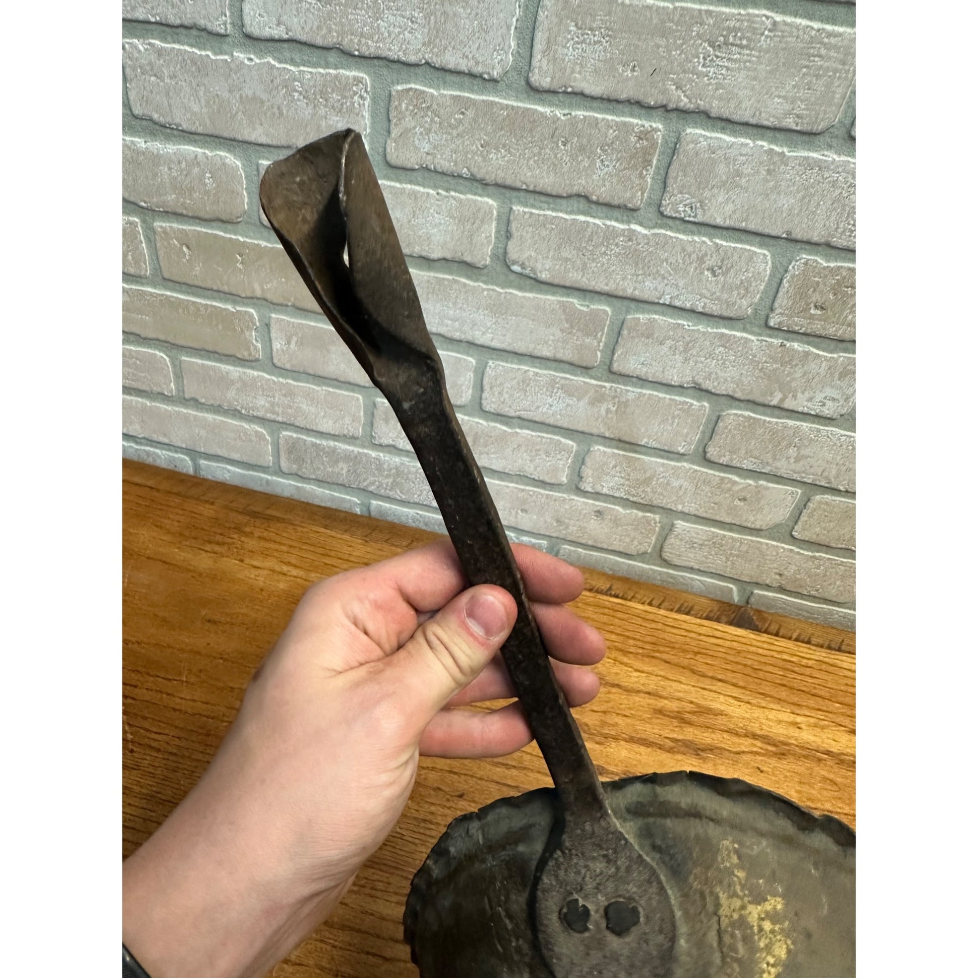Antique Primitive 19th C. Hammered Copper & Forged Iron Coal Scoop Shovel Tool
