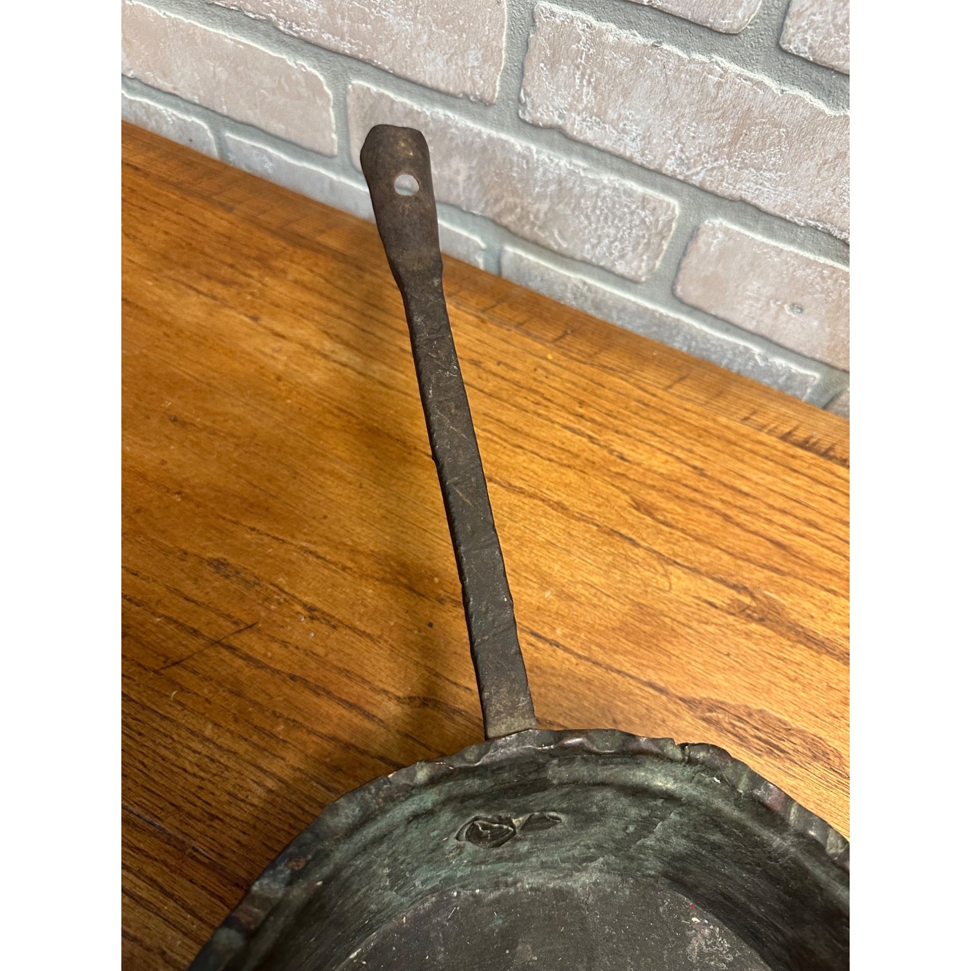 Antique Primitive 19th C. Hammered Copper & Forged Iron Coal Scoop Shovel Tool