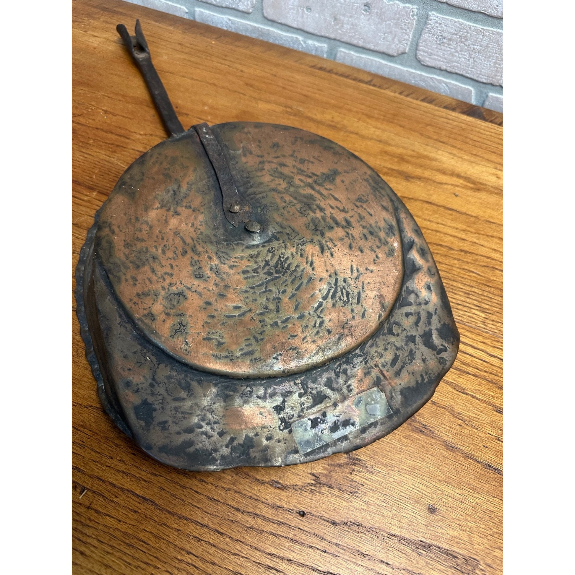 Antique Primitive 19th C. Hammered Copper & Forged Iron Coal Scoop Shovel Tool