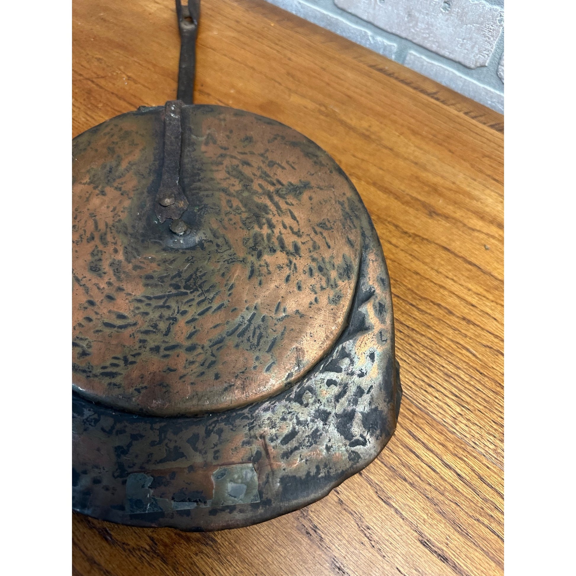 Antique Primitive 19th C. Hammered Copper & Forged Iron Coal Scoop Shovel Tool