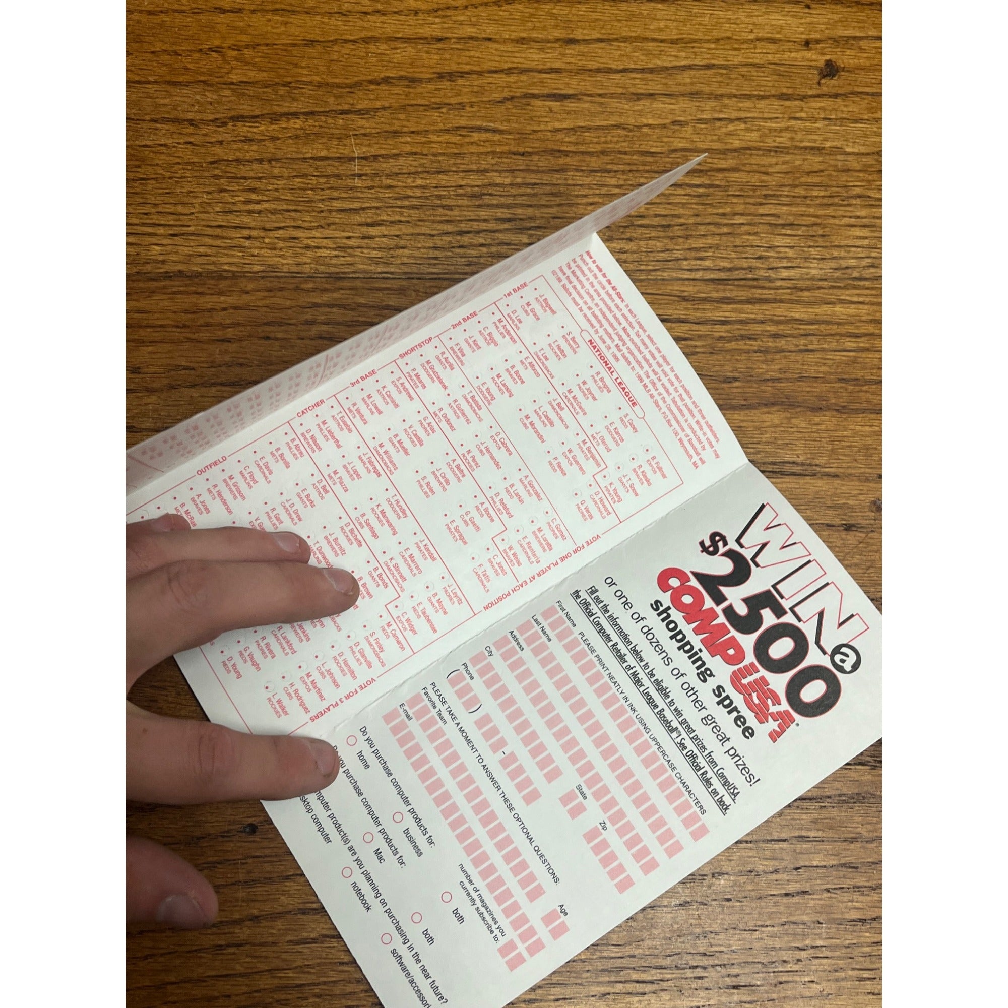 Vintage 1999 Official MLB All-Star Voting Ballot Unused - Boston Red Sox