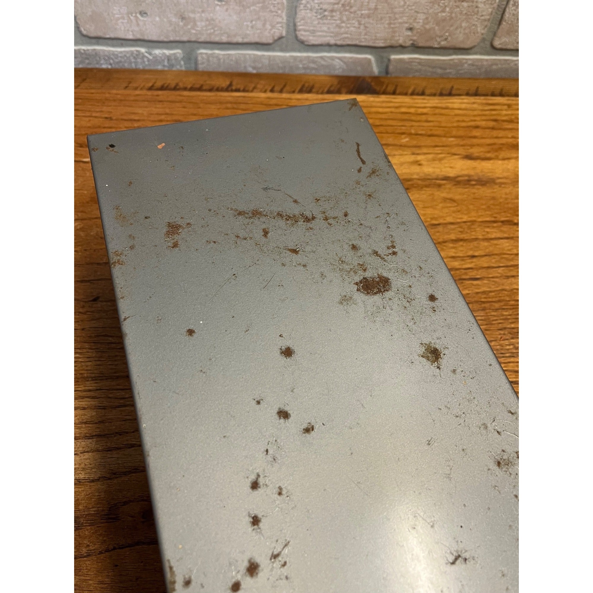 Vintage Weiss Gray Metal Recipe Box Filing Index Card Holder 13" Long Industrial
