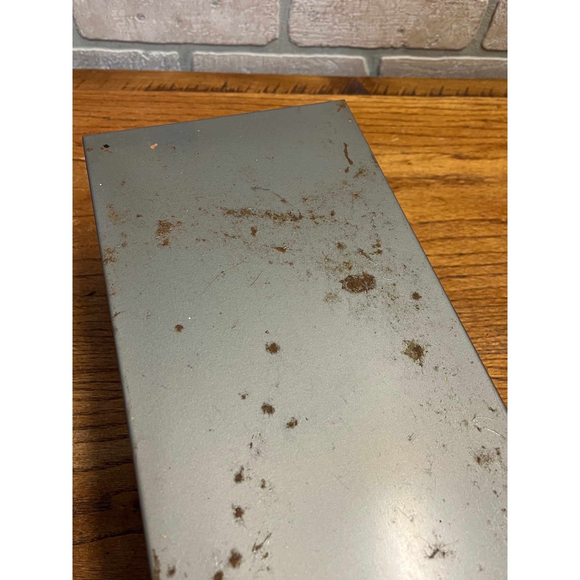 Vintage Weiss Gray Metal Recipe Box Filing Index Card Holder 13" Long Industrial
