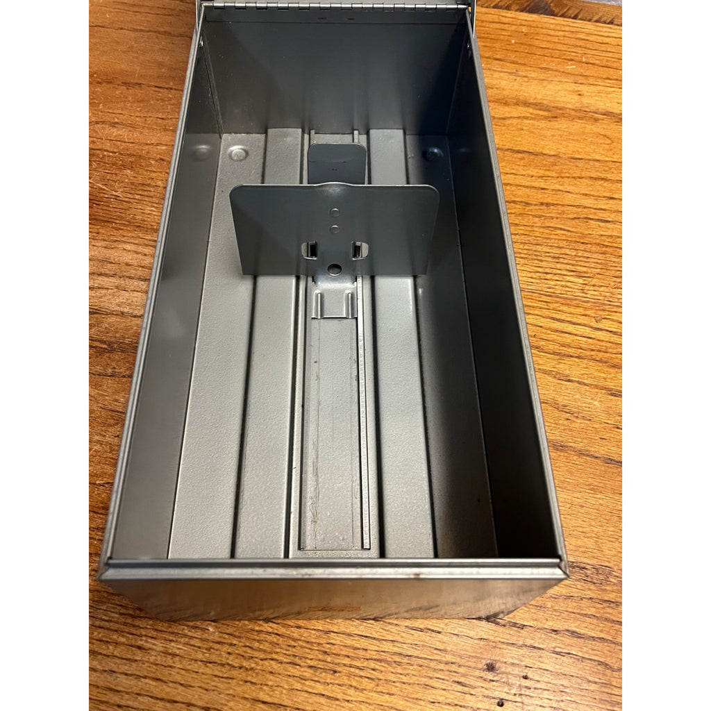 Vintage Weiss Gray Metal Recipe Box Filing Index Card Holder 13" Long Industrial