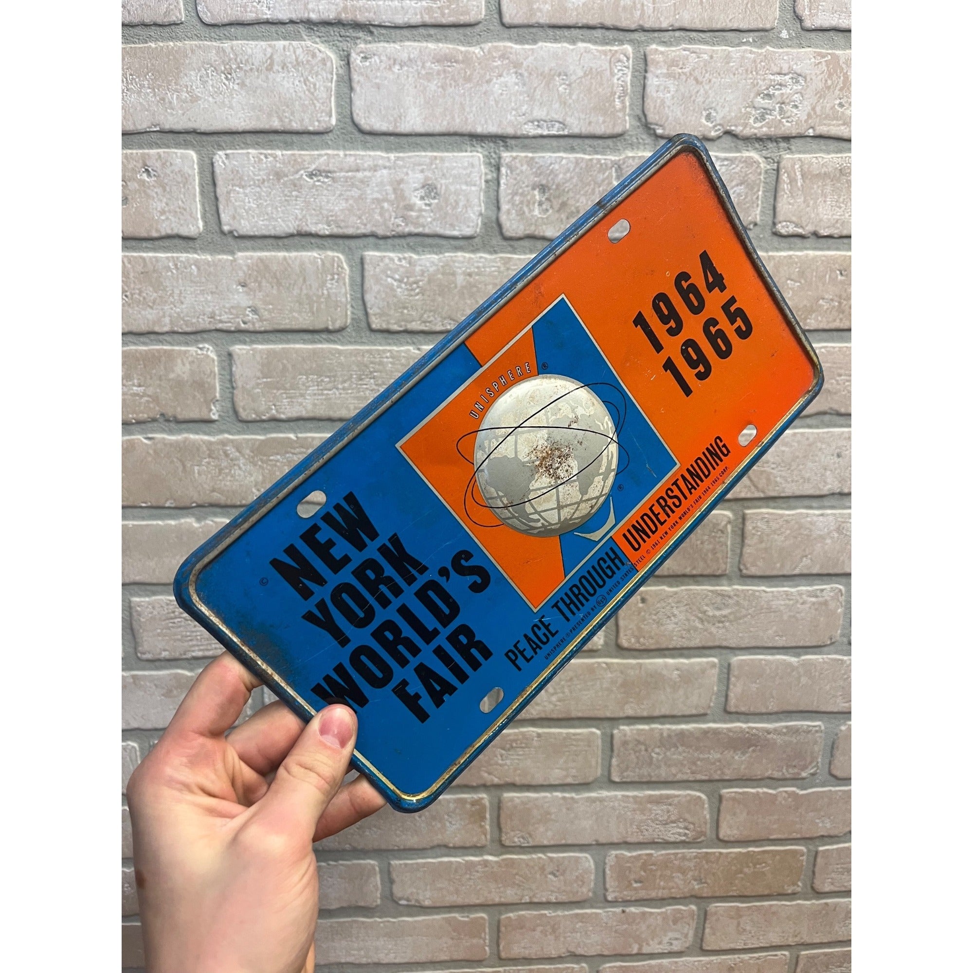 Original Vintage New York World's Fair 1964 Souvenir License Plate Booster