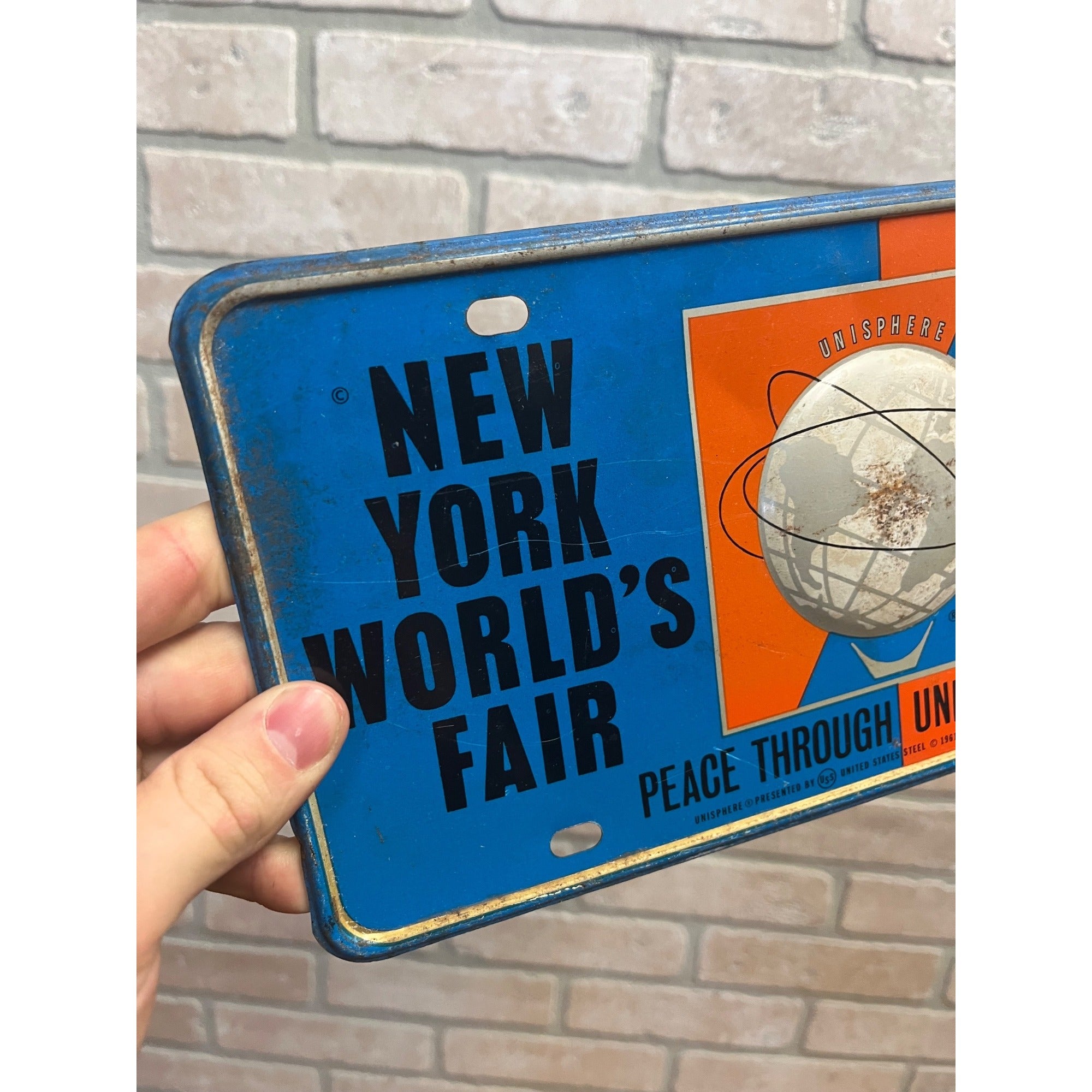 Original Vintage New York World's Fair 1964 Souvenir License Plate Booster
