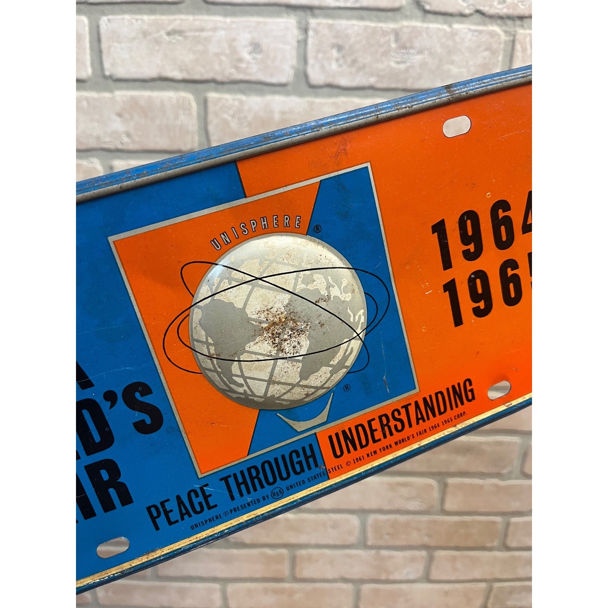 Original Vintage New York World's Fair 1964 Souvenir License Plate Booster