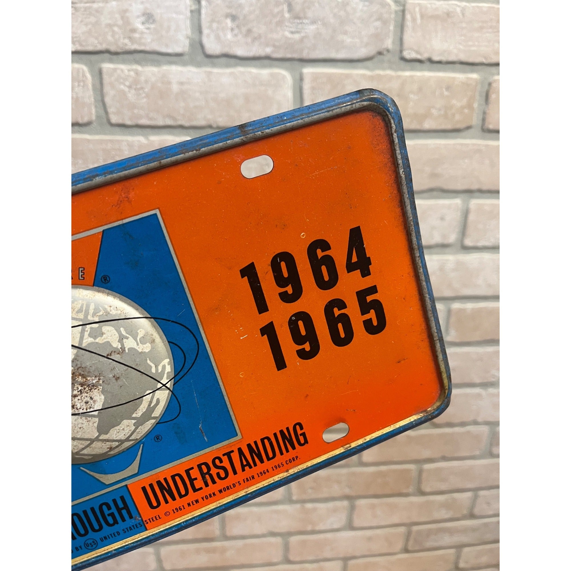 Original Vintage New York World's Fair 1964 Souvenir License Plate Booster