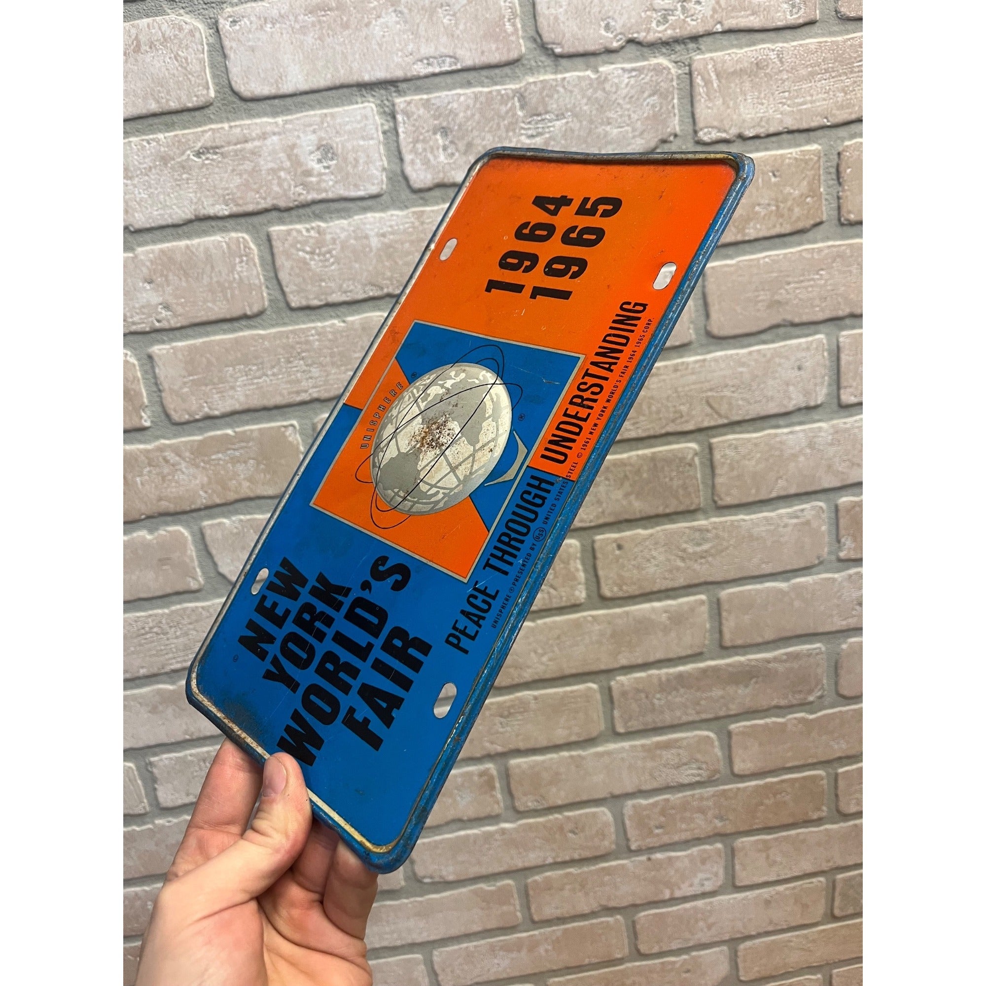 Original Vintage New York World's Fair 1964 Souvenir License Plate Booster