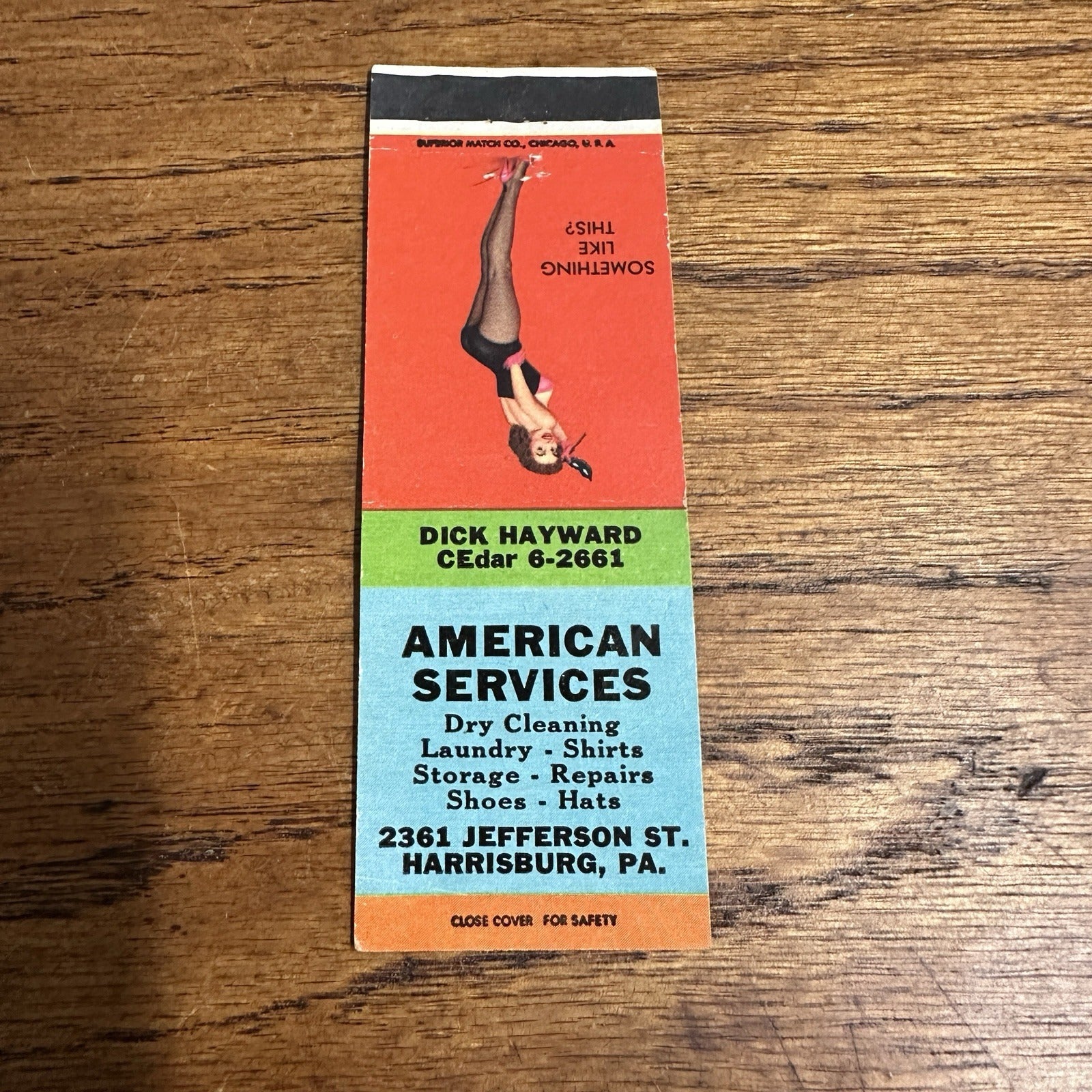 1940s 1950s Pinup Girlie Girly Matchbook Cover Harrisburg PA American Services