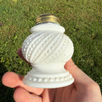 Vintage Miniature Milk Glass Hobnail Oil Kerosene Bedside Lamp Base
