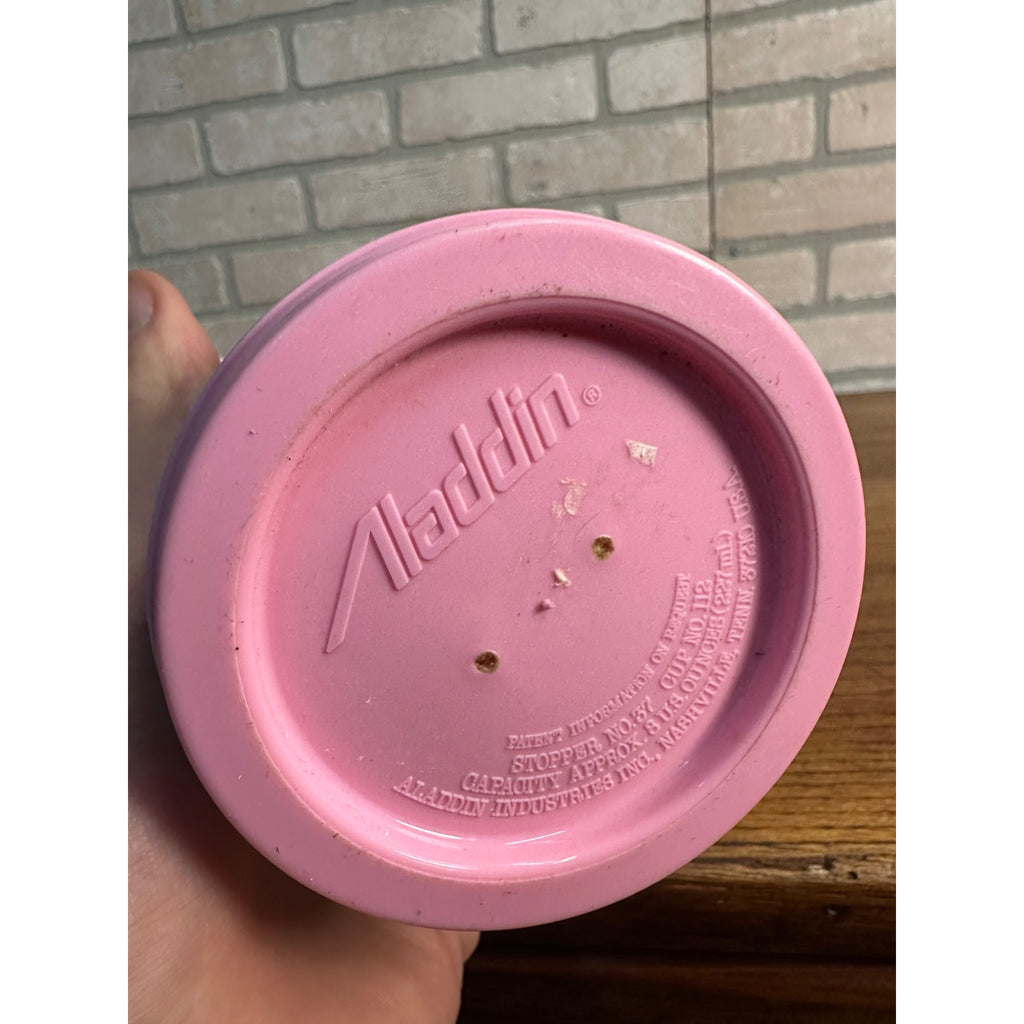 Disney Aladdin Mickey & Minnie Mouse Thermos Pink And White Vintage 1980's