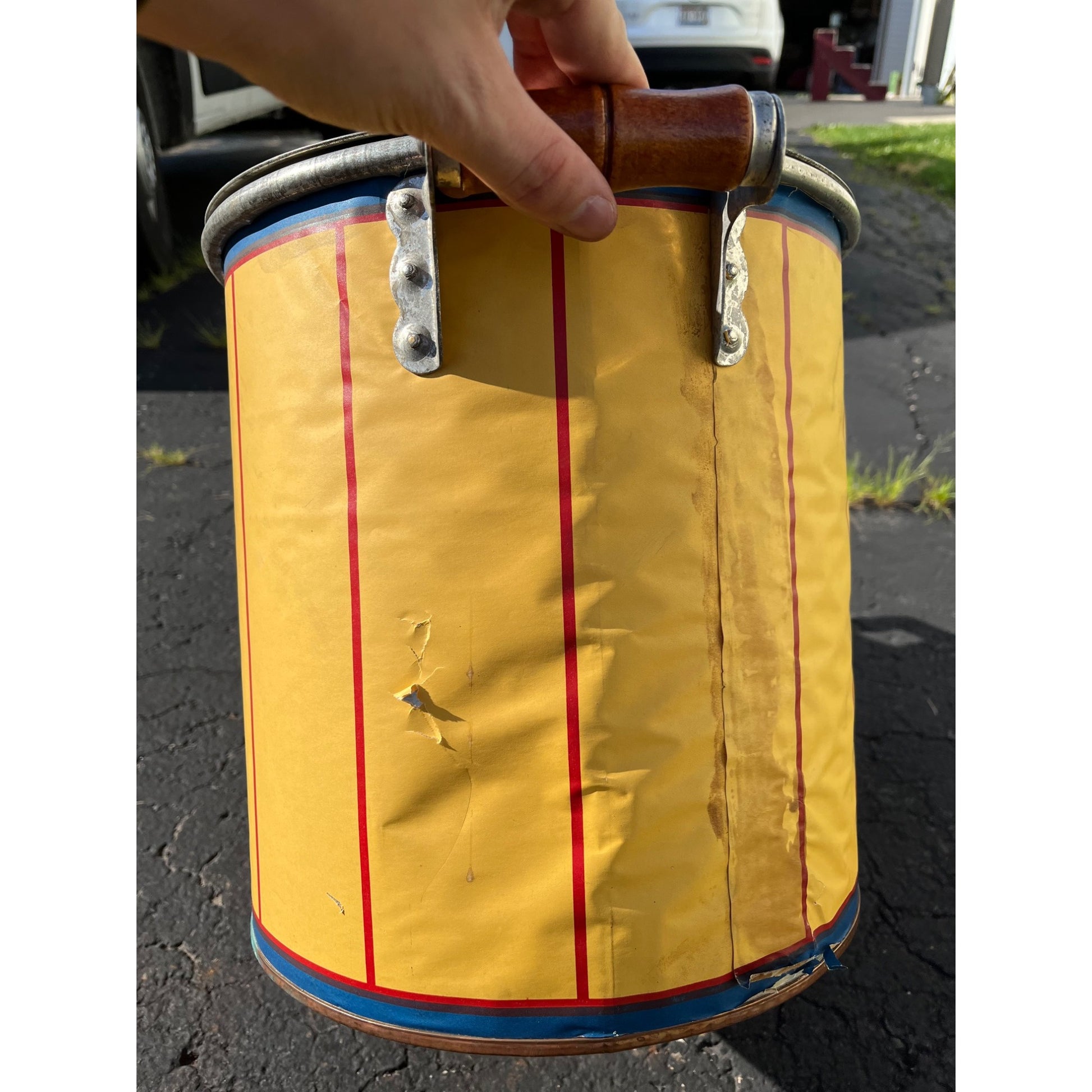 RARE Vintage Lisk Galvanized Steel Wash Boiler w/ Advertising Litho Paper