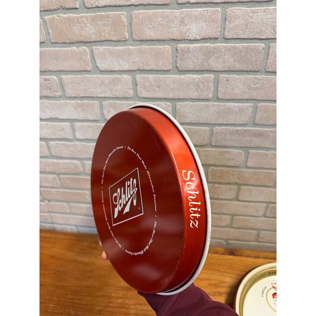 Vintage Blatz Schlitz 1955 Round Metal Beer Tray Clean Barware Round 12"
