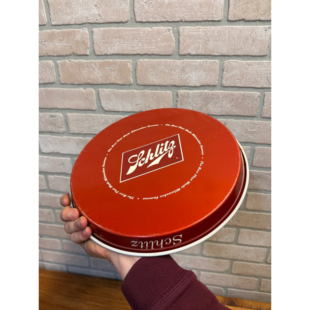 Vintage Blatz Schlitz 1955 Round Metal Beer Tray Clean Barware Round 12"