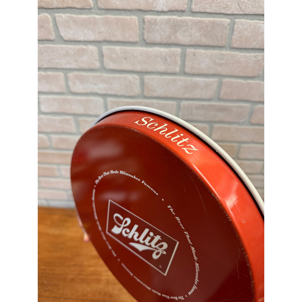 Vintage Blatz Schlitz 1955 Round Metal Beer Tray Clean Barware Round 12"