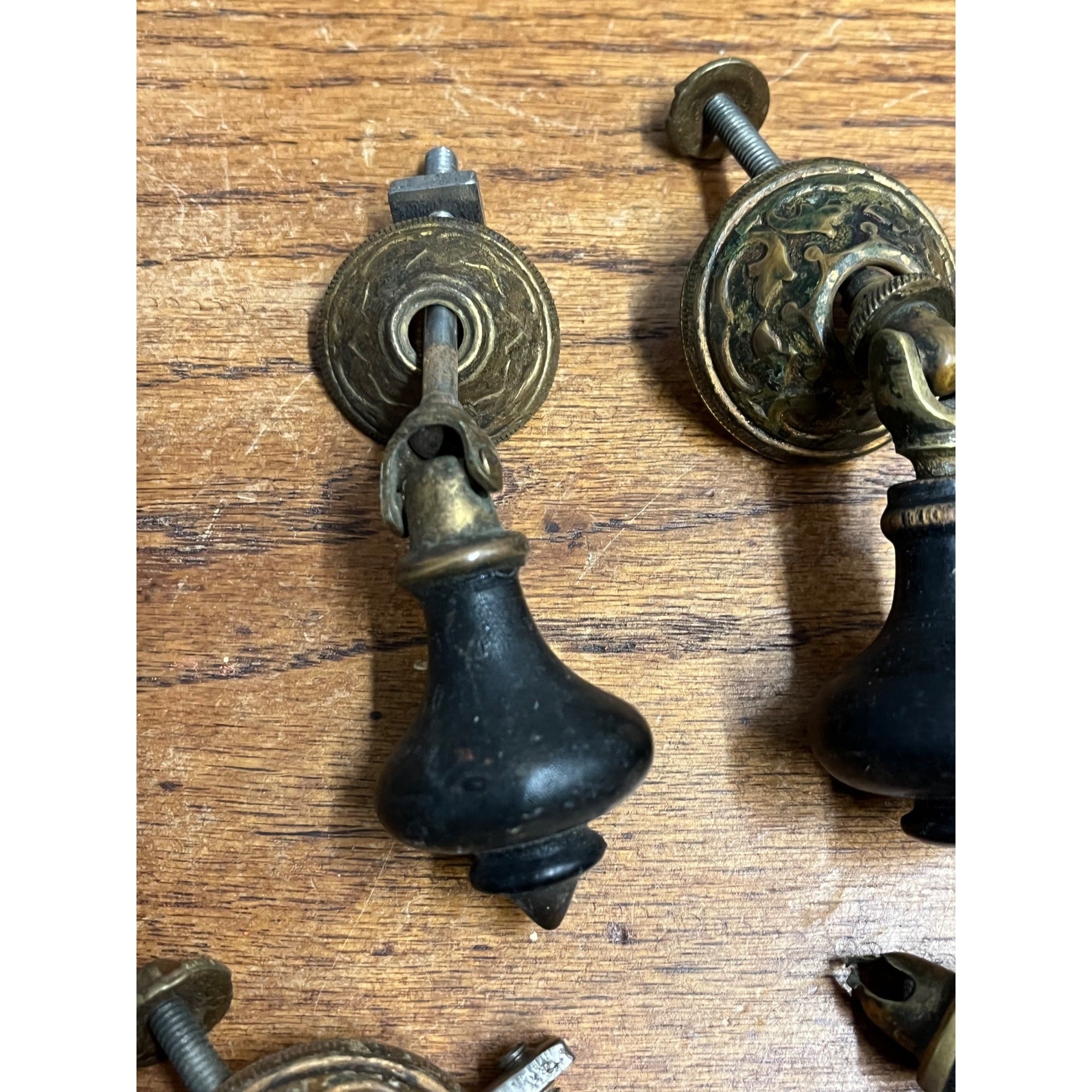 Original Victorian Eastlake Teardrop Drawer Pulls Wood Knobs Parts