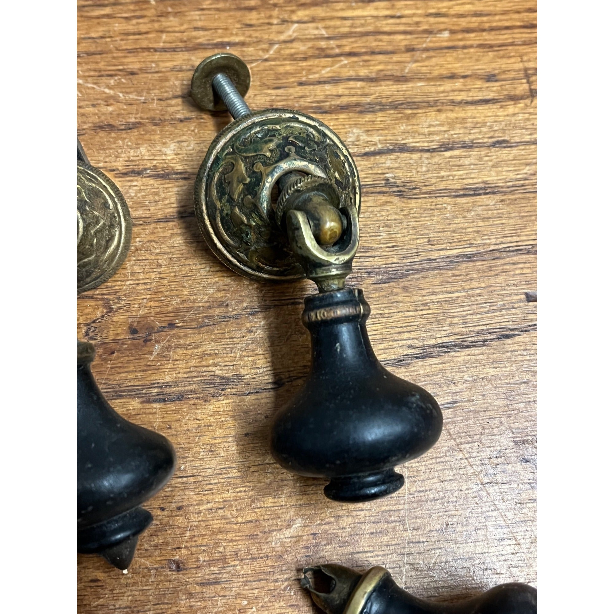 Original Victorian Eastlake Teardrop Drawer Pulls Wood Knobs Parts