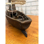 Folk Art Handmade Steam Powered Engine River Pond Boat Model
