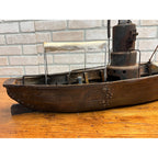 Folk Art Handmade Steam Powered Engine River Pond Boat Model