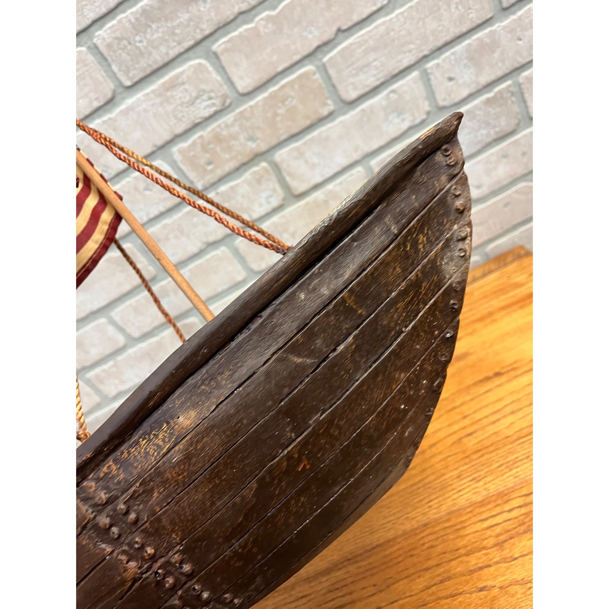 Folk Art Handmade Steam Powered Engine River Pond Boat Model