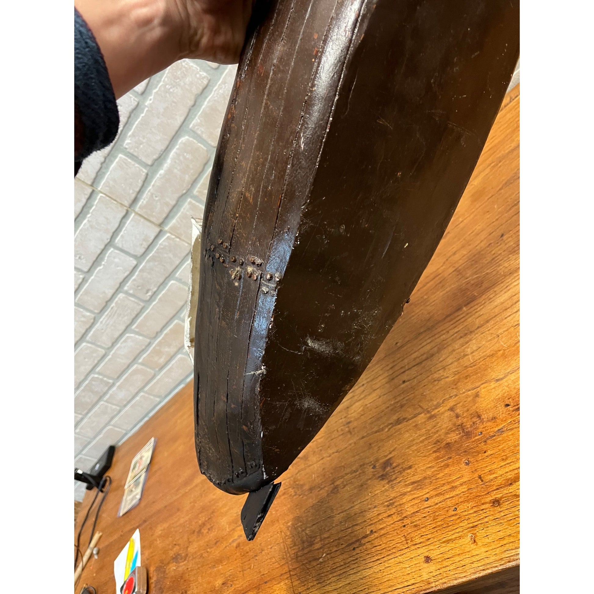 Folk Art Handmade Steam Powered Engine River Pond Boat Model