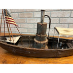 Folk Art Handmade Steam Powered Engine River Pond Boat Model