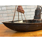 Folk Art Handmade Steam Powered Engine River Pond Boat Model