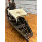 Folk Art Handmade Steam Powered Engine River Pond Boat Model