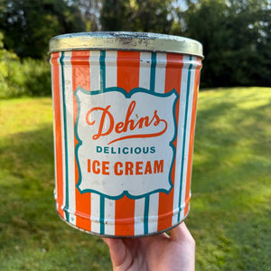 Vintage Dehn’s Advertising Ice Cream Pail Metal Bucket Tin~Green Bay WI