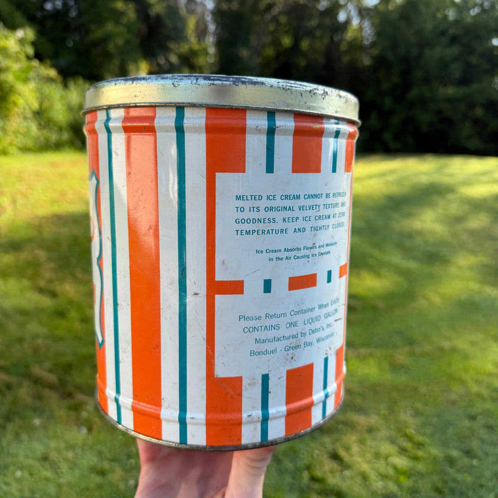Vintage Dehn’s Advertising Ice Cream Pail Metal Bucket Tin~Green Bay WI