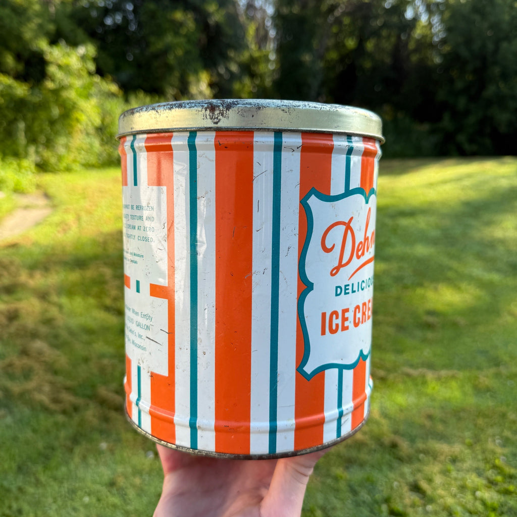 Vintage Dehn’s Advertising Ice Cream Pail Metal Bucket Tin~Green Bay WI