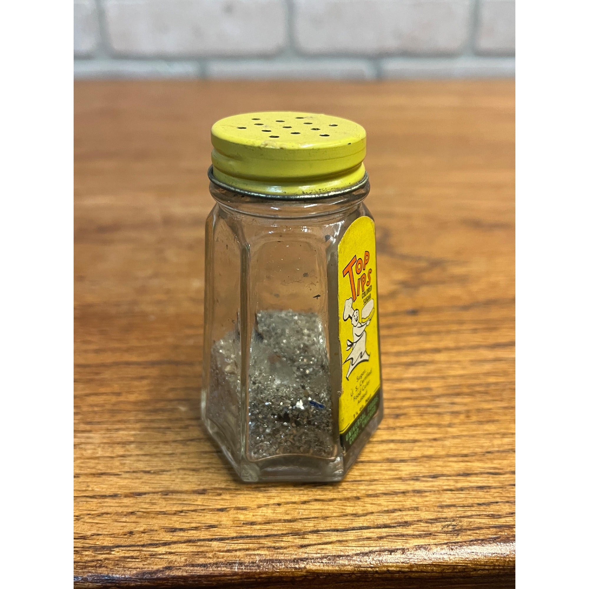 Vintage Top Tips Colored Sugar Glass Bottle Universal Foods Chicago Sprinkles
