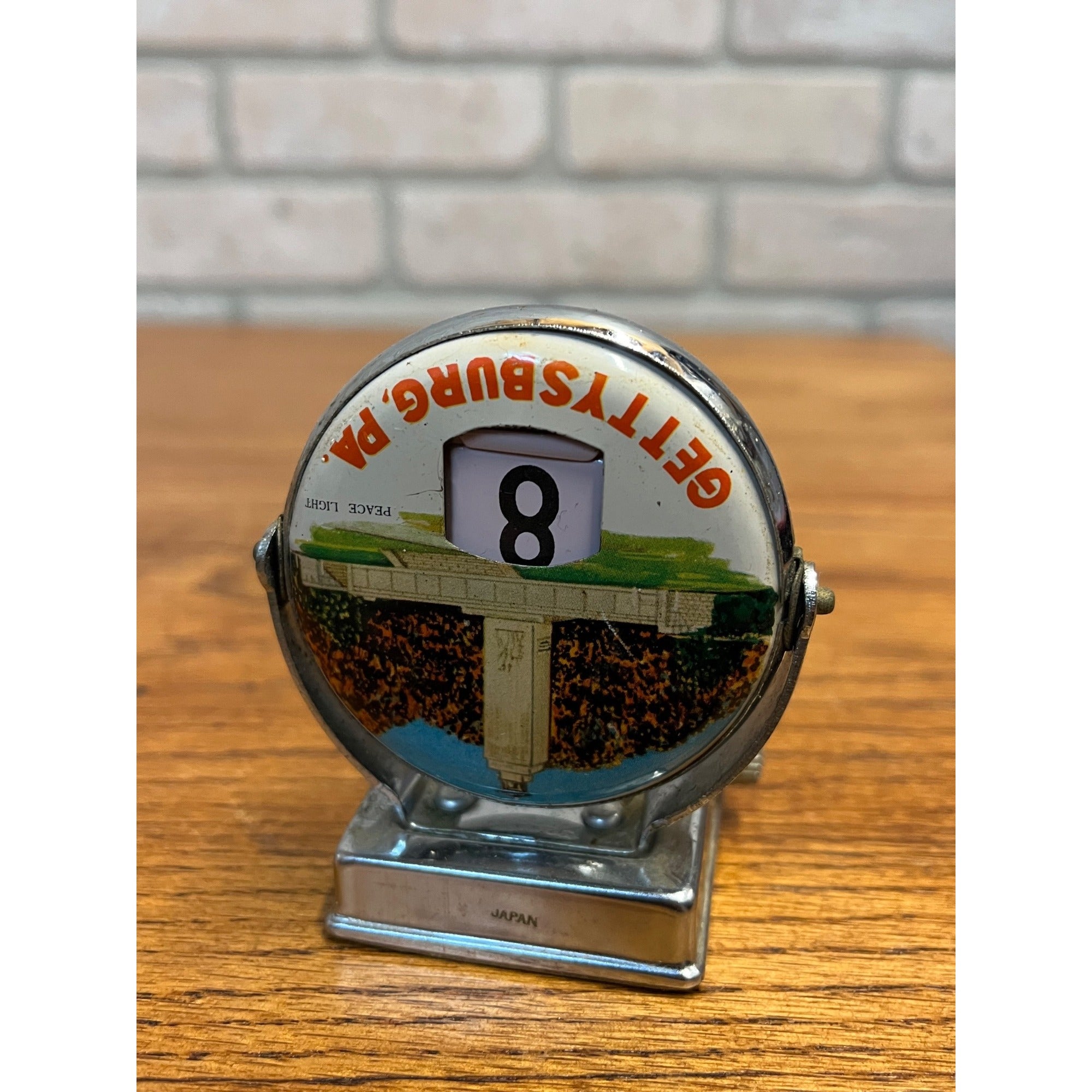 Vintage Perpetual Flip Mechanical Desktop Calendar Metal Gettysburg PA